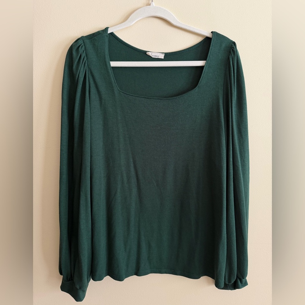 Chic Forest Green Long Sleeve Top